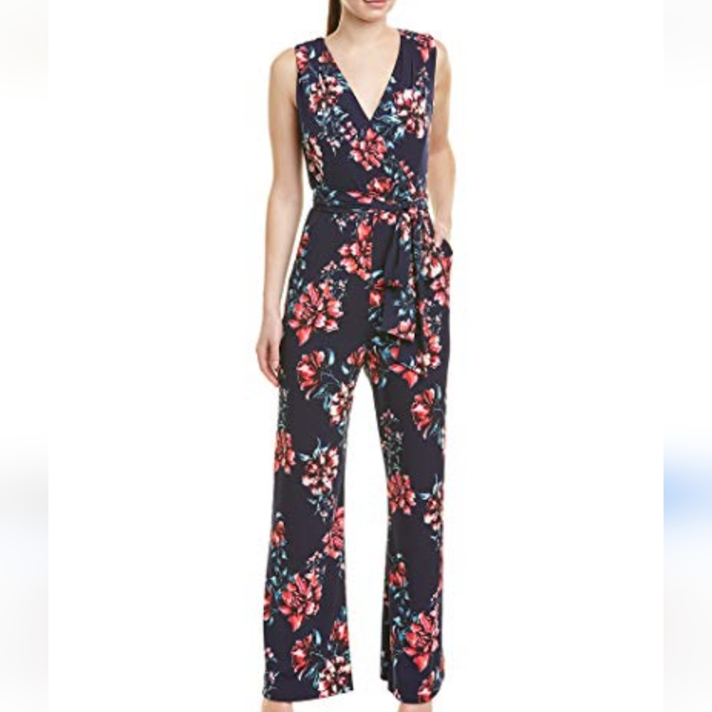 Tahari Floral Sleeveless Jumpsuit